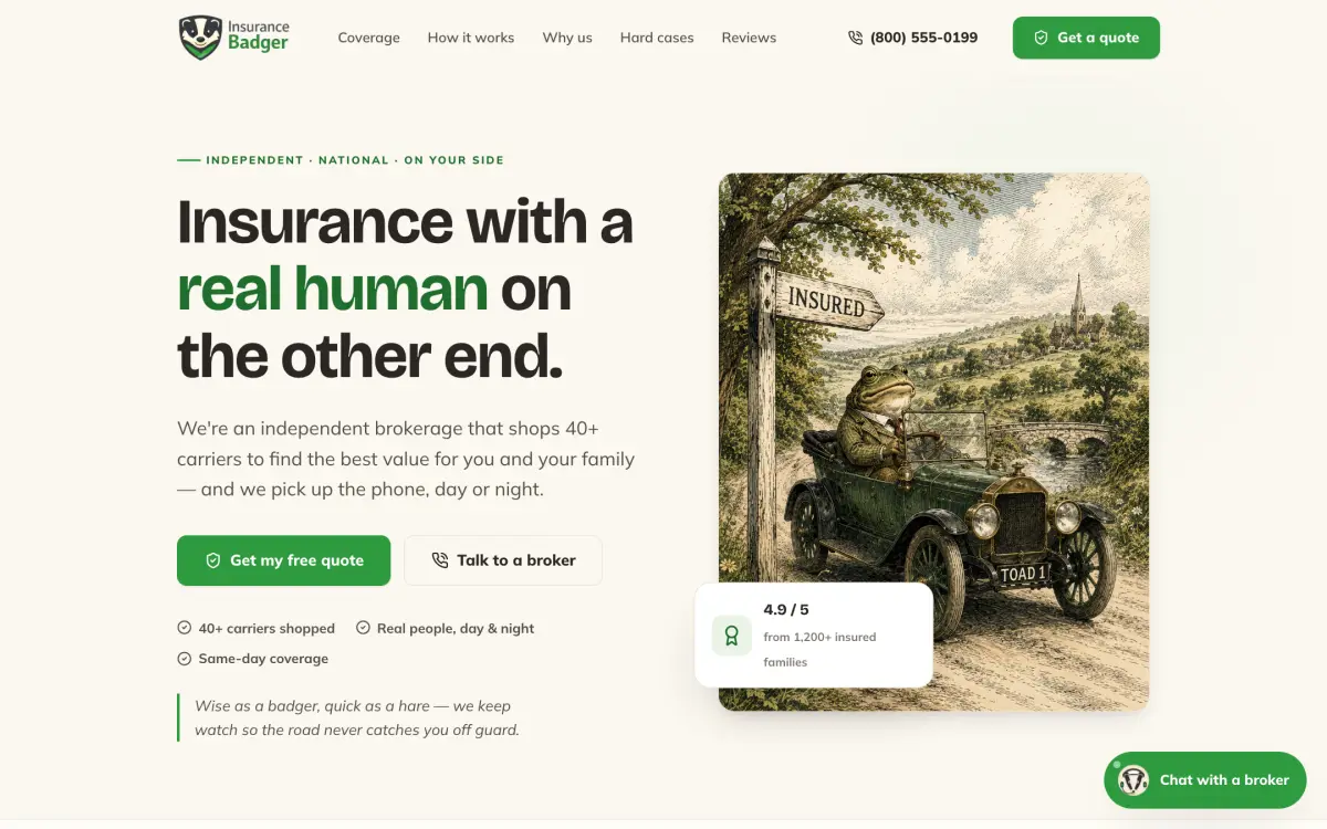 Insurance Badger website